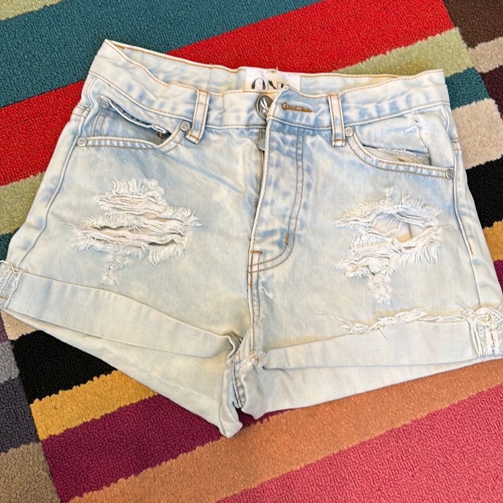 Light wash denim shorts